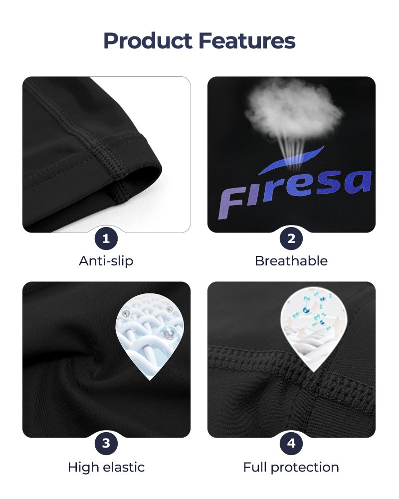 Firesara Upgrate Fabric Swim Cap Fit for Long Short Hair, Comfortable High Elasticity Swimming Hat Lightweight Bathing Cap for Women Men Kids Black - Image 3